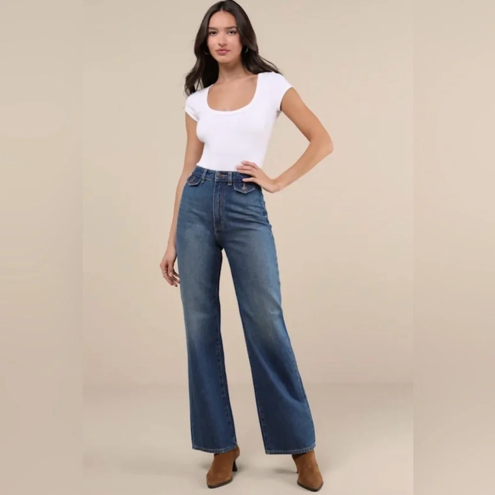 Rollas Heidi Dark Wash Straight Leg Relaxed Jeans